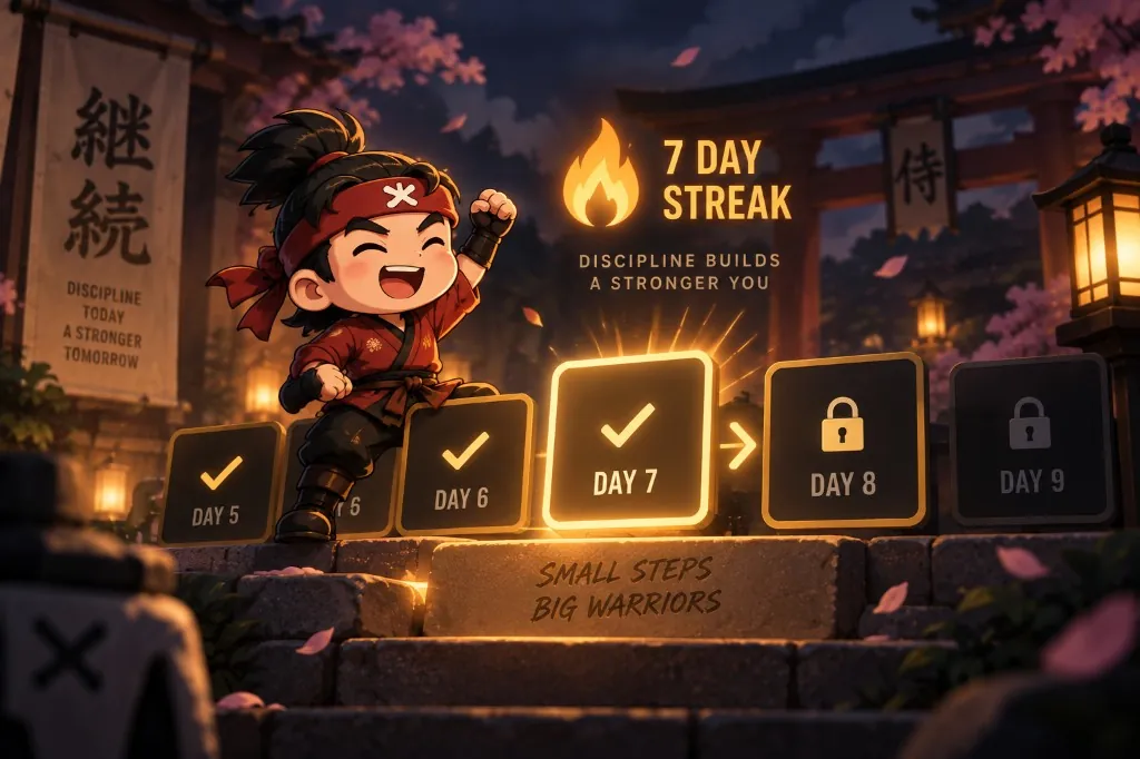 Seven-day streak with the next day waiting to unlock
